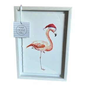 Marmont Hill Tropical Santa Flamingo Christmas Print